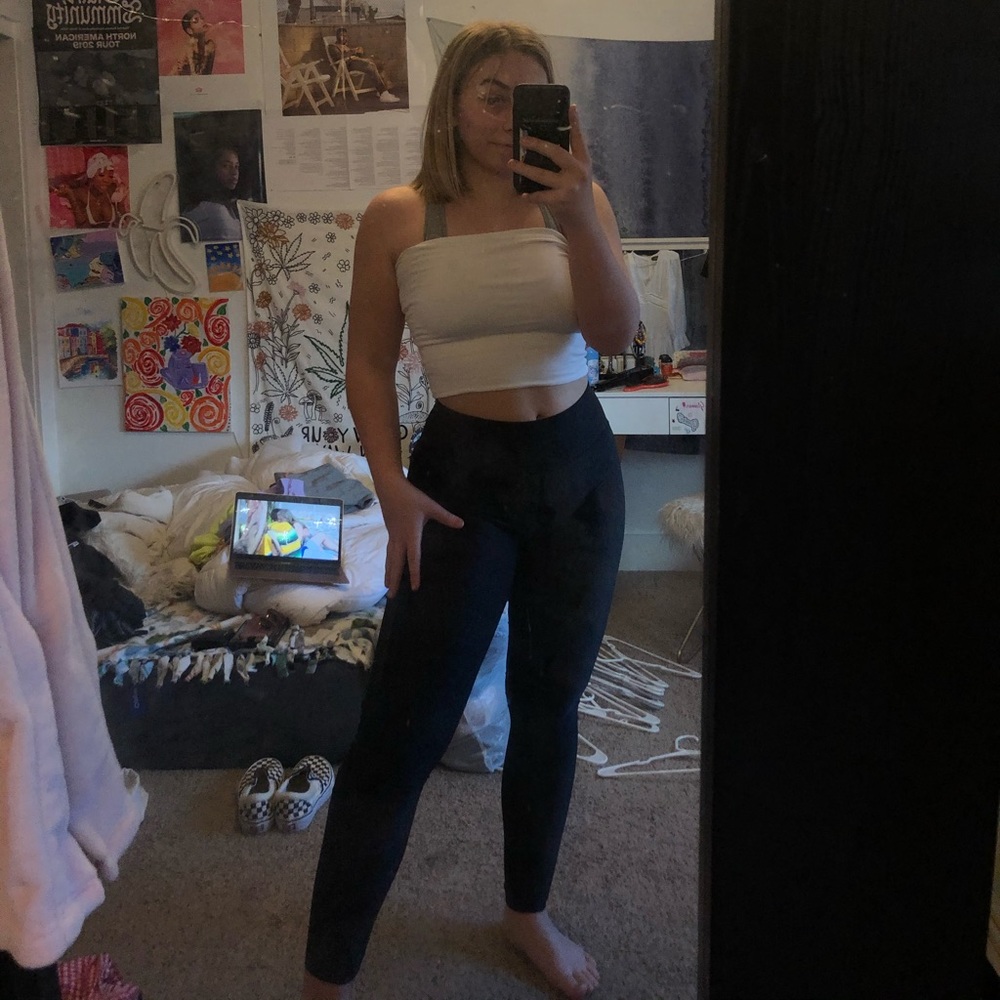 black leggings with mesh sides